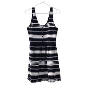J. CREW Summer Blue White Striped Knit Sleeveless Mini Length Dress Size Medium